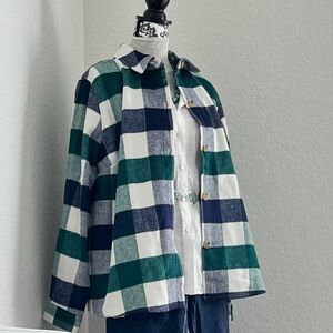 Denim & Co. Canyon Retreat Cozy Plaid Collared Button Front Shacket